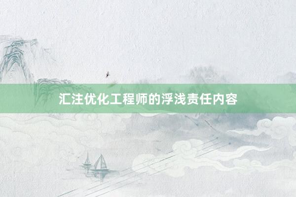 汇注优化工程师的浮浅责任内容